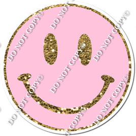 Sparkle Gold & Baby Pink Smiley Face w/ Variants