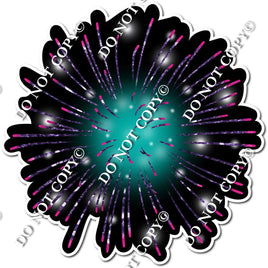 Teal, Pink, Purple Firework - Black Background w/ Variants