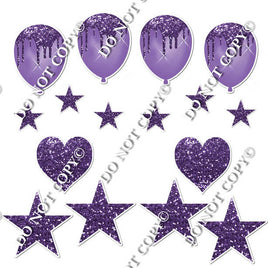 16 pc Purple Sparkle Flair Set Flair-hbd0390