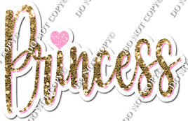 Sparkle Gold & Baby Pink Cursive Princess Statement w/ Variant