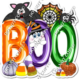 Foil Boo with Ghost & Bat