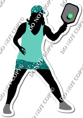 Teal & Mint Female Pickle Ball Player w/ Variant
