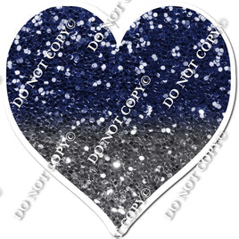Sparkle - Navy Blue & Silver Ombre Heart