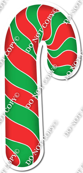 Flat Red & Green Candy Cane w/ Variants