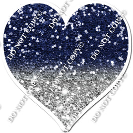 Sparkle - Navy Blue & Light Silver Ombre Heart