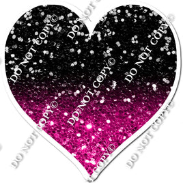 Sparkle - Hot Pink & Black Ombre Heart