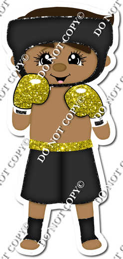 Dark Skin Tone Boxer With Yellow Sparkle Yellow Gloves w/ Variants