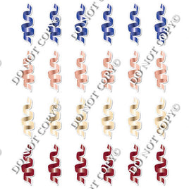 24 pc Flat - Navy Blue, Rose Gold, Champagne, Burgundy Streamers