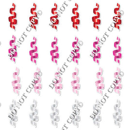 24 pc Flat - Red, Hot Pink, Baby Pink, Light Grey Streamers