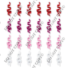 24 pc Sparkle - Red, Hot Pink, Baby Pink, White Streamers