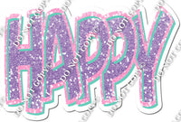 Mint, Lavender & Baby Pink Sparkle Happy Statements w/ Variant