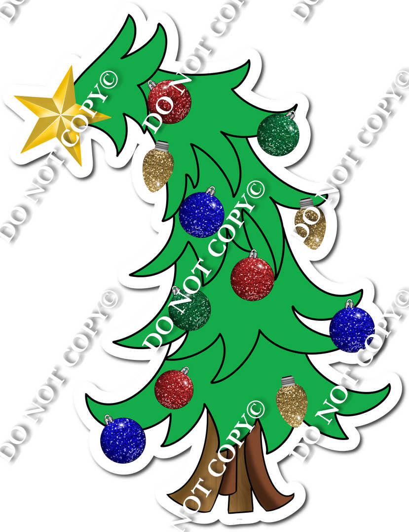 Flat Green Leaning Christmas Tree w/ Variants| Sign Swag USA flat-green-leaning-christmas-tree-w-variants-sign-swag-usa