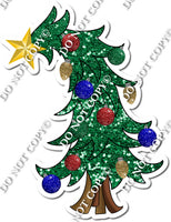 Sparkle Green Leaning Christmas Tree w/ Variants