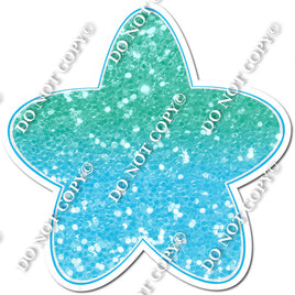 Rounded Mint Baby Blue Ombre Star
