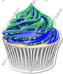 Vanilla Cupcake - Green & Blue Ombre w/ Variants