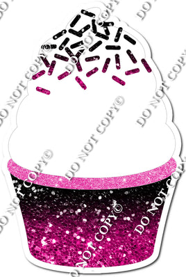 Hot Pink, Black Ombre Cupcake
