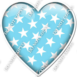 Flat Baby Blue with Star Pattern Heart