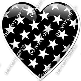 Flat Black with Star Pattern Heart