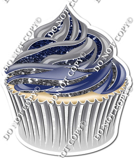 Vanilla Cupcake - Silver & Navy Blue Ombre w/ Variants