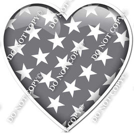 Flat Grey with Star Pattern Heart