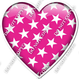 Flat Hot Pink with Star Pattern Heart