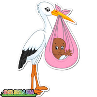 Baby Pink - Stork - Dark Skin Tone Baby w/ Variants