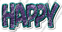 Split 35 - Teal & Purple Sparkle Happy Birthday