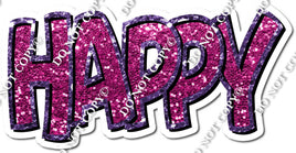 Split 23.5 - Hot Pink & Purple Sparkle Happy Birthday