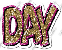 Split 23.5 - Gold & Hot Pink Sparkle Happy Birthday