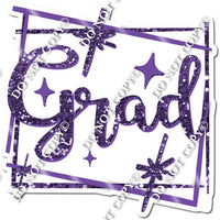 White & Purple Sparkle Congrats Grad w/ Variant