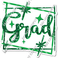 White & Green Sparkle Congrats Grad w/ Variant