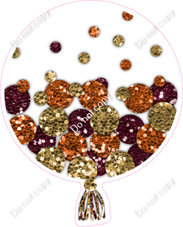 Fall - Sparkle Orange, Burgundy, Gold Confetti Balloon