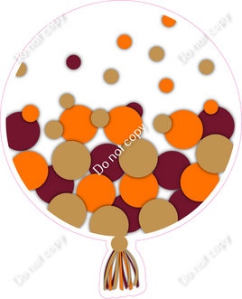 Fall - Flat Orange, Burgundy, Gold Confetti Balloon