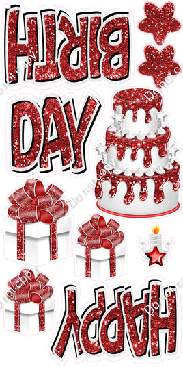 10 pc Happy Birthday - Swift - White & Red Flair-hbd0314