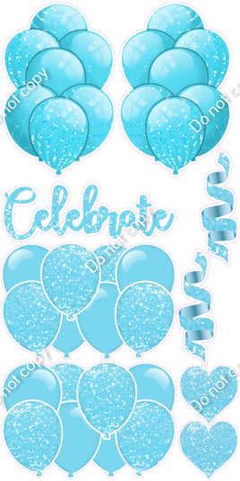 9 pc Baby Blue Sparkle Celebrate Set Flair-hbd0451