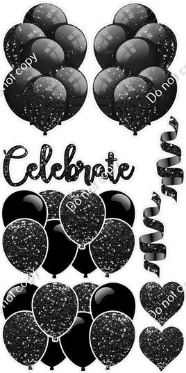 9 pc Black Sparkle Celebrate Set Flair-hbd0453