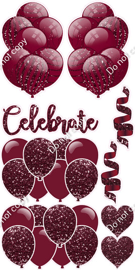 9 pc Burgundy Sparkle Celebrate Set Flair-hbd0455