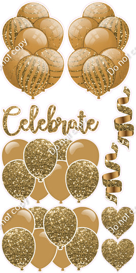 9 pc Gold Sparkle Celebrate Set Flair-hbd0459