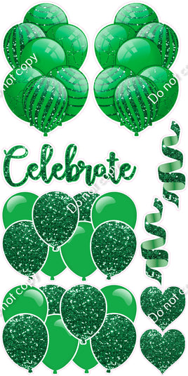 9 pc Green Sparkle Celebrate Set Flair-hbd0460
