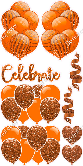 9 pc Orange Sparkle Celebrate Set Flair-hbd0466