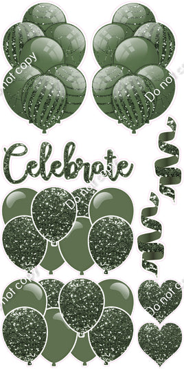 9 pc Sage Sparkle Celebrate Set Flair-hbd0469