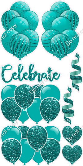 9 pc Teal Sparkle Celebrate Set Flair-hbd0471