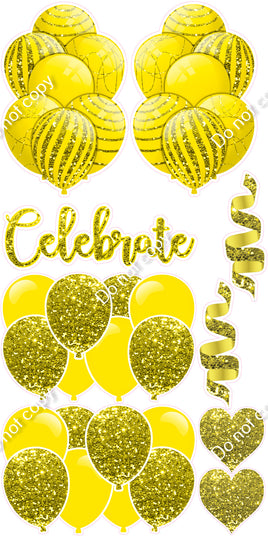 9 pc Yellow Sparkle Celebrate Set Flair-hbd0472