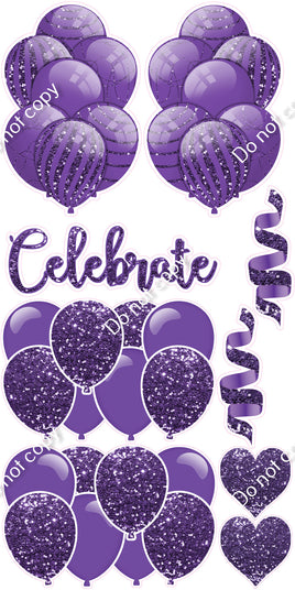 9 pc Purple Sparkle Celebrate Set Flair-hbd0473