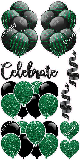 9 pc Black Green Celebrate Set Flair-hbd0482