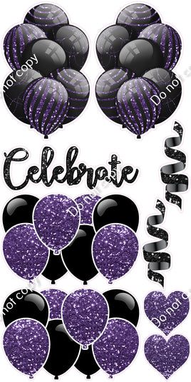 9 pc Black & Purple Celebrate Set Flair-hbd0484