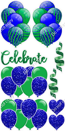 9 pc Blue & Green Celebrate Set Flair-hbd0497