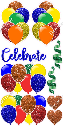 9 pc Sparkle Multicolor Celebrate Set Flair-hbd0504