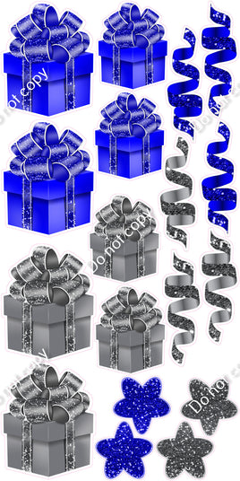 18 pc Silver & Blue Present Set