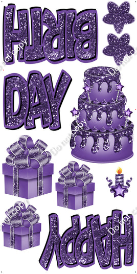 10 pc Happy Birthday - Swift - Purple Sparkle Flair-hbd0566